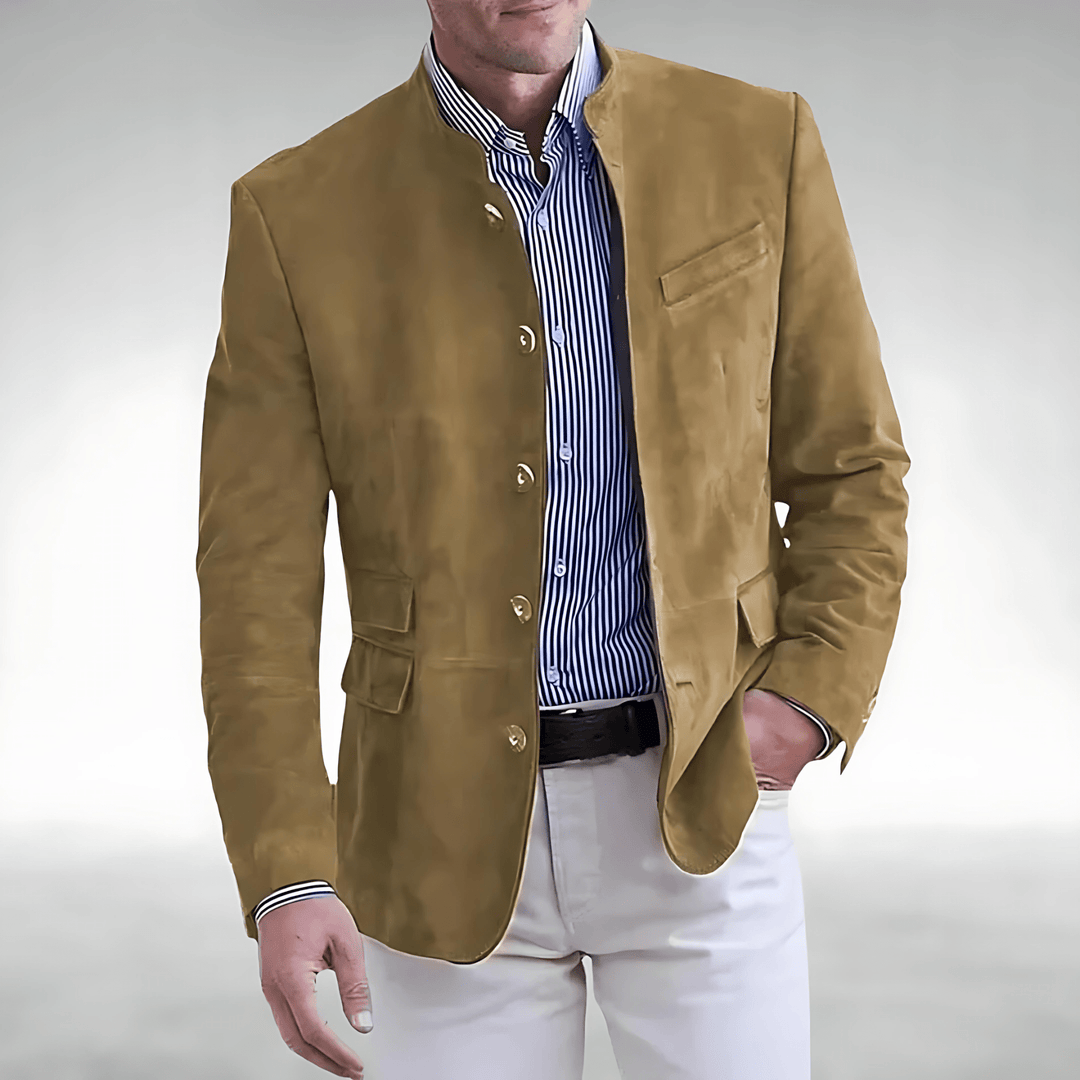 Mens Single Breasted Suede Blazer Stylish Fit - BritishMode