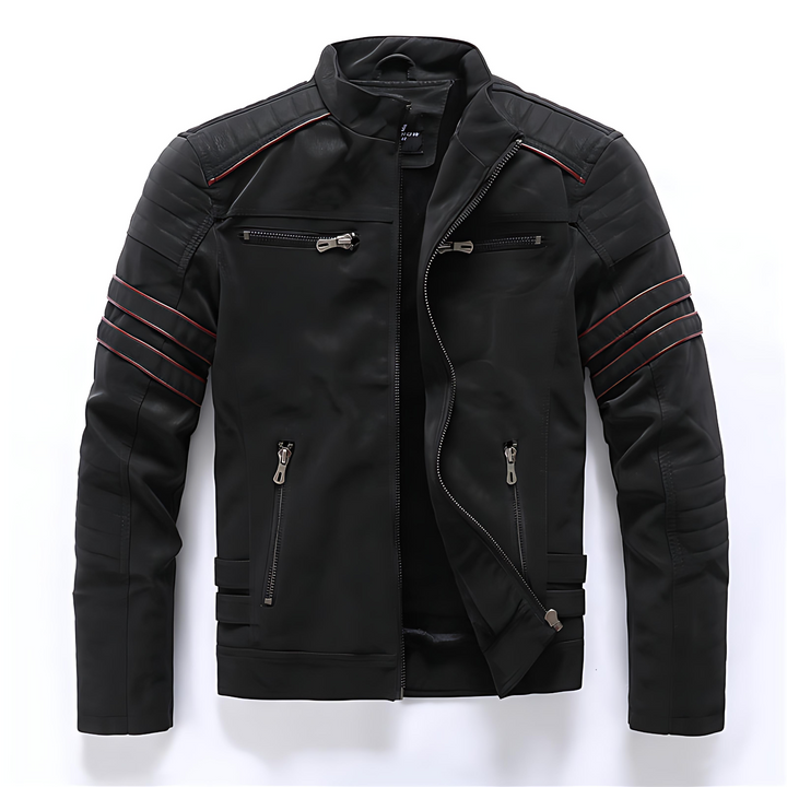 Mens Biker Jacket with Stand Collar Stylish Fit - BritishMode
