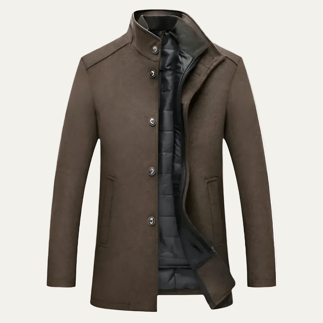 Mens Wool Overcoat Tailored Fit Quilted Insert - BritishMode