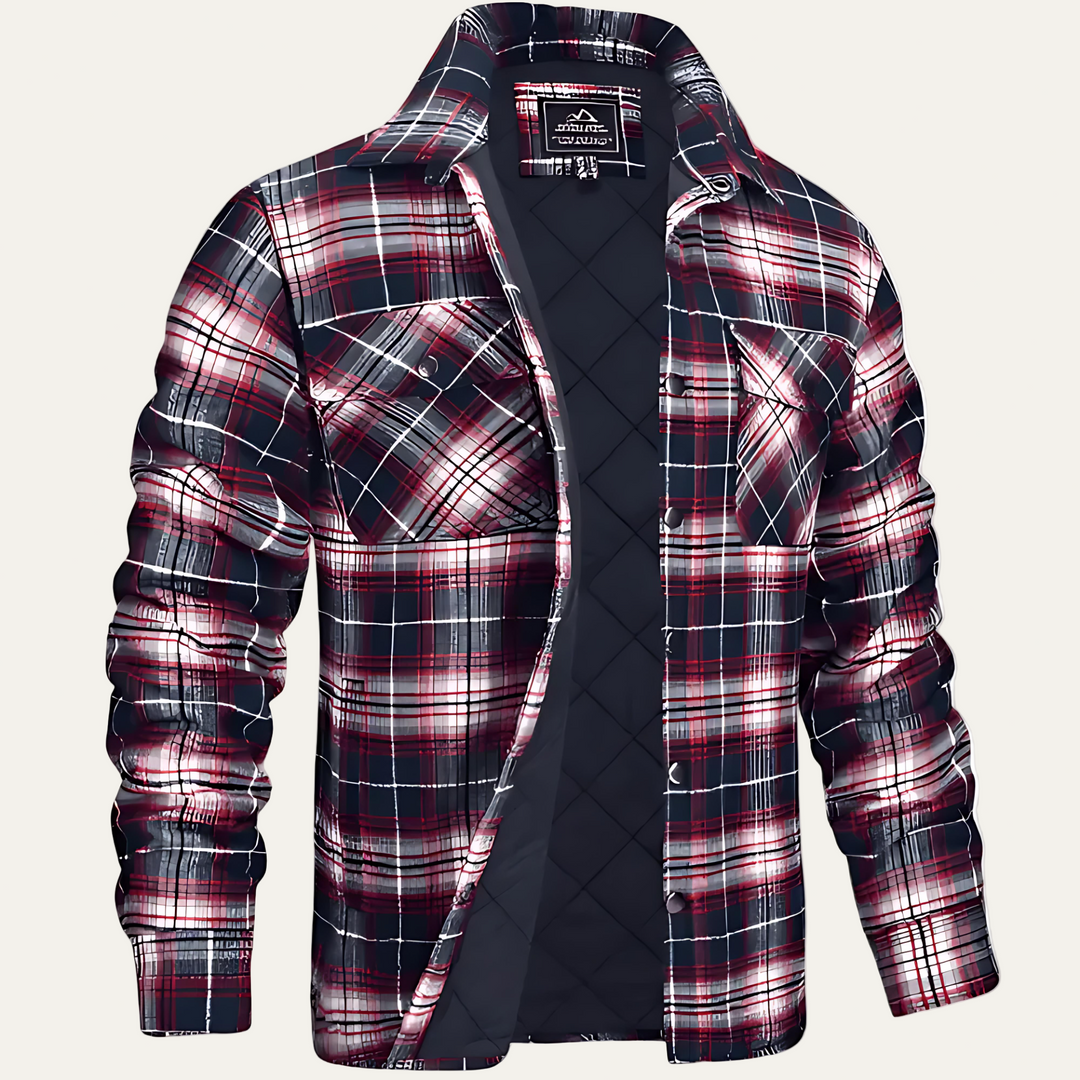 Mens Quilted Flannel Shirt Jacket Relaxed Fit - BritishMode