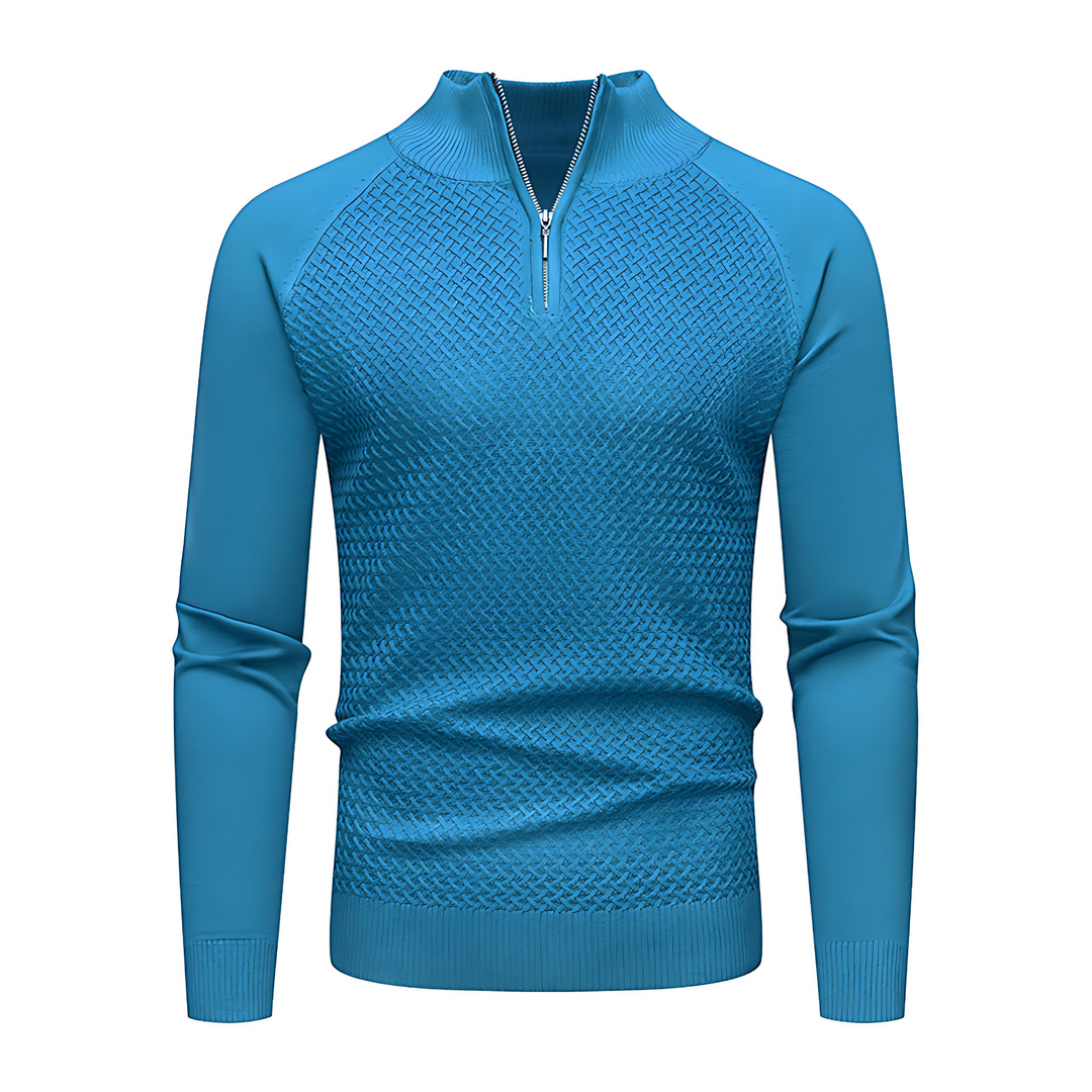 Mens Quarter Zip Sweater Cable Knit Diamond Pattern - BritishMode