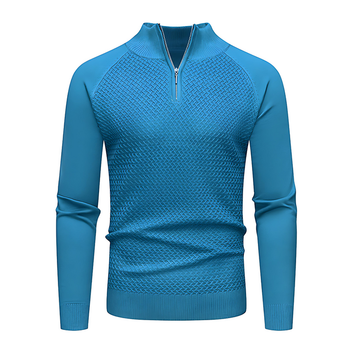 Mens Quarter Zip Sweater Cable Knit Diamond Pattern - BritishMode
