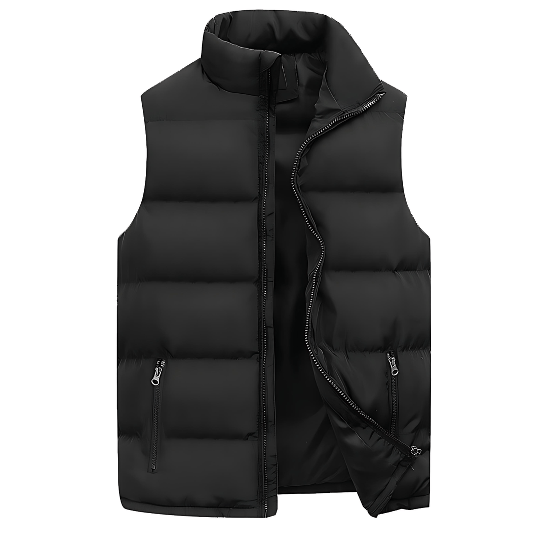 Mens Quilted Puffer Vest with Stand Collar - BritishMode