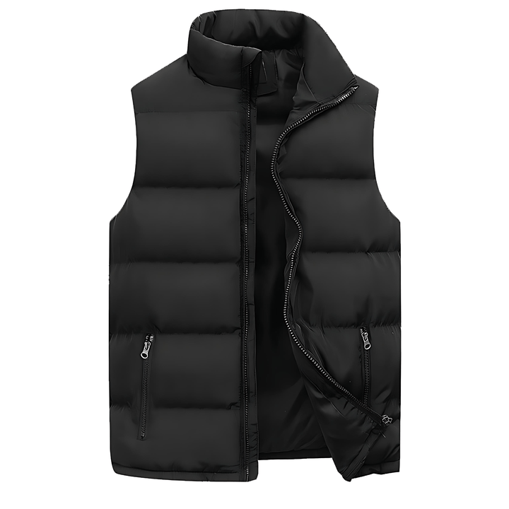 Mens Quilted Puffer Vest with Stand Collar - BritishMode