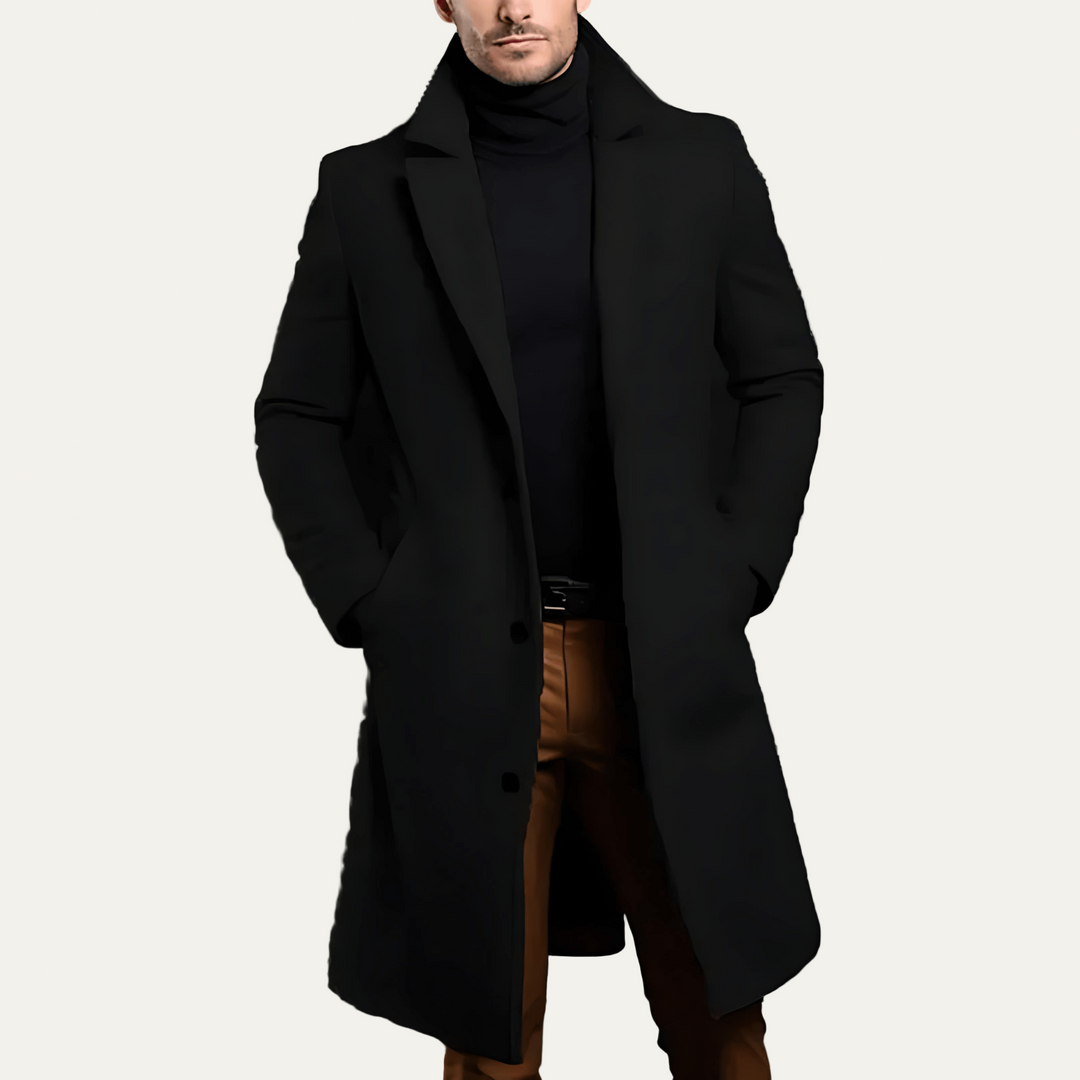 Mens Tailored Overcoat Wool Wide Lapels - BritishMode