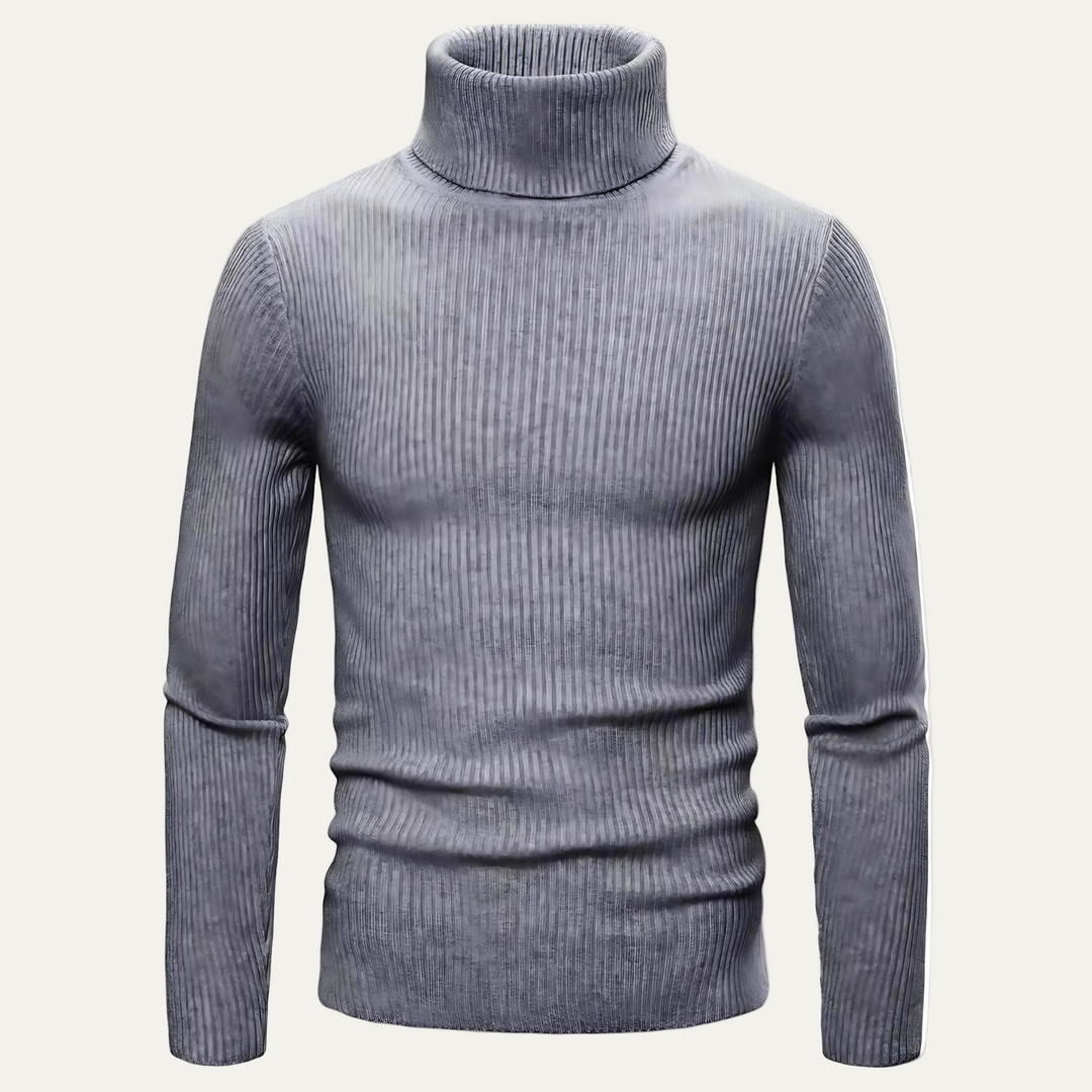 Mens Slim Fit Turtleneck Sweater Rib Knit - BritishMode