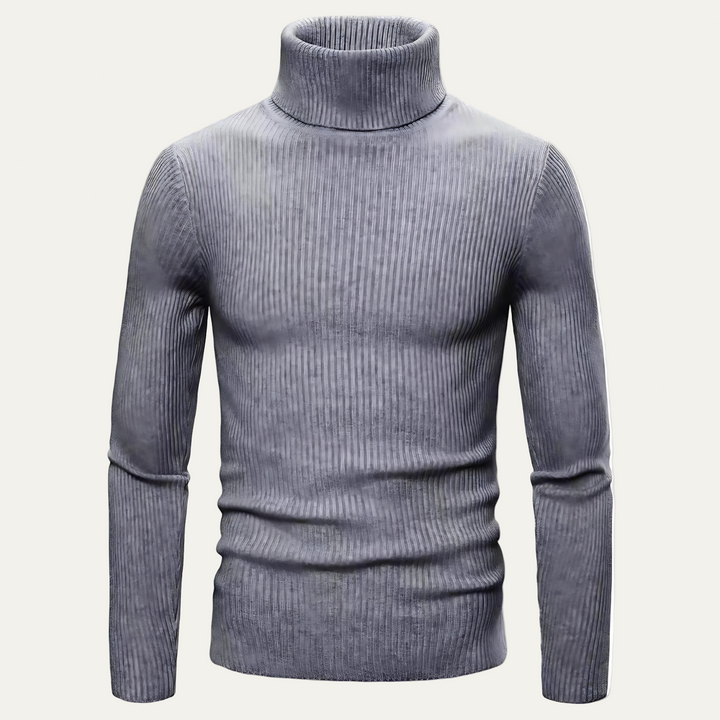 Mens Slim Fit Turtleneck Sweater Rib Knit - BritishMode