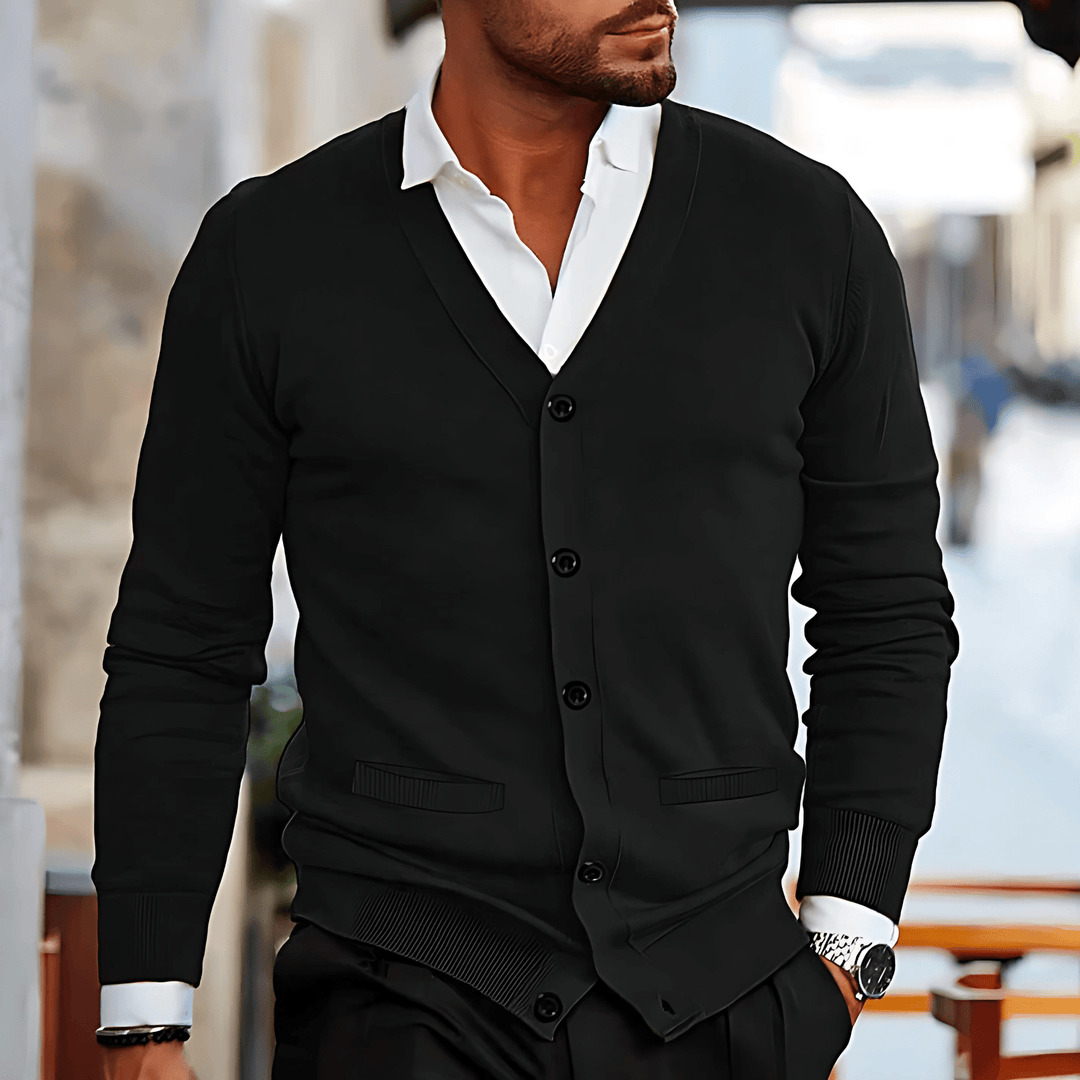Womens V-Neck Slim Fit Cardigan with Pockets - BritishMode
