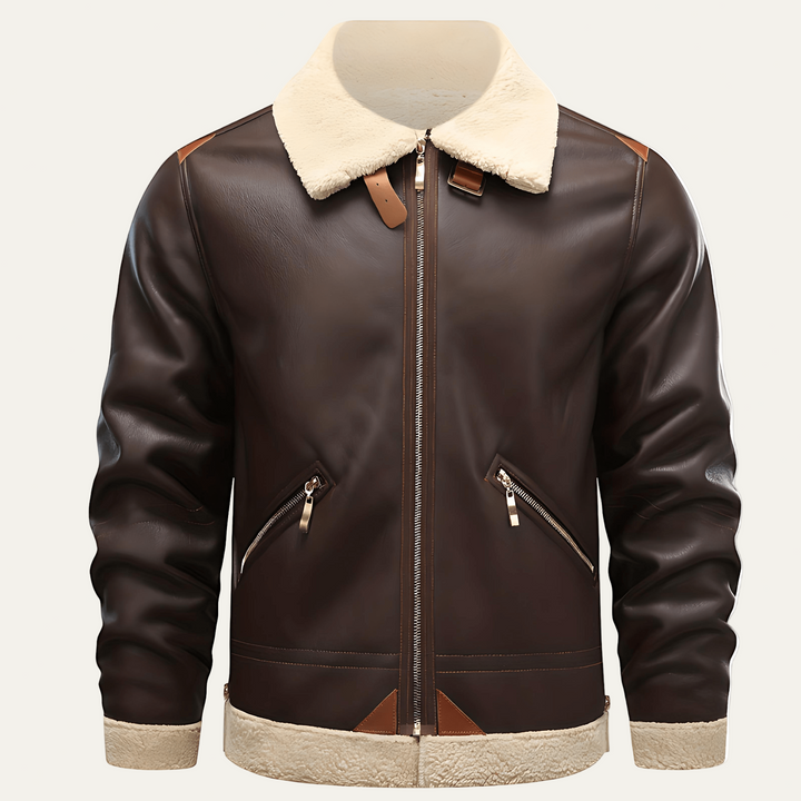 Mens Aviator Jacket with Shearling Collar - BritishMode