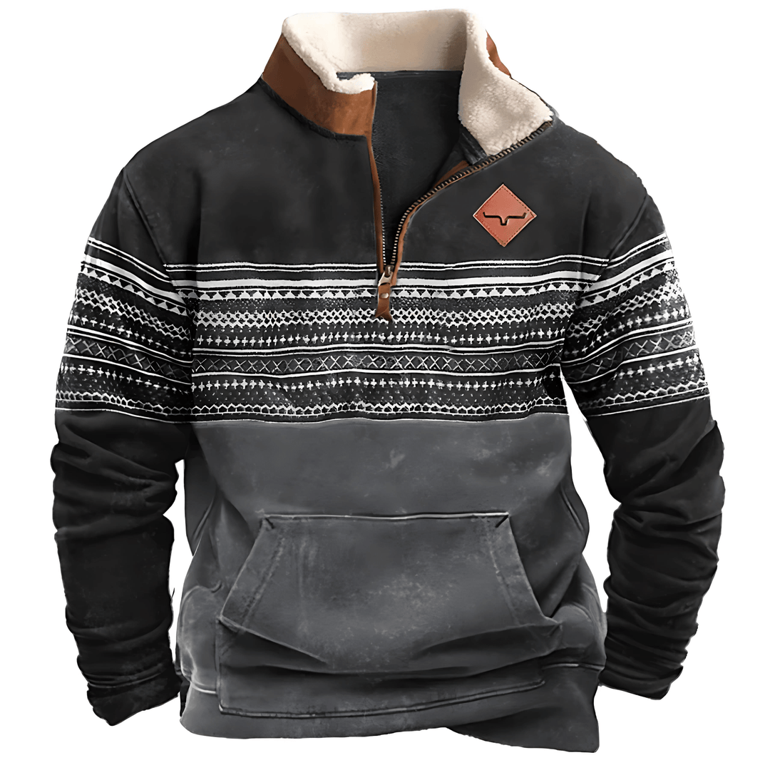 Mens Quarter Zip Pullover Fleece Lined Relaxed Fit - BritishMode