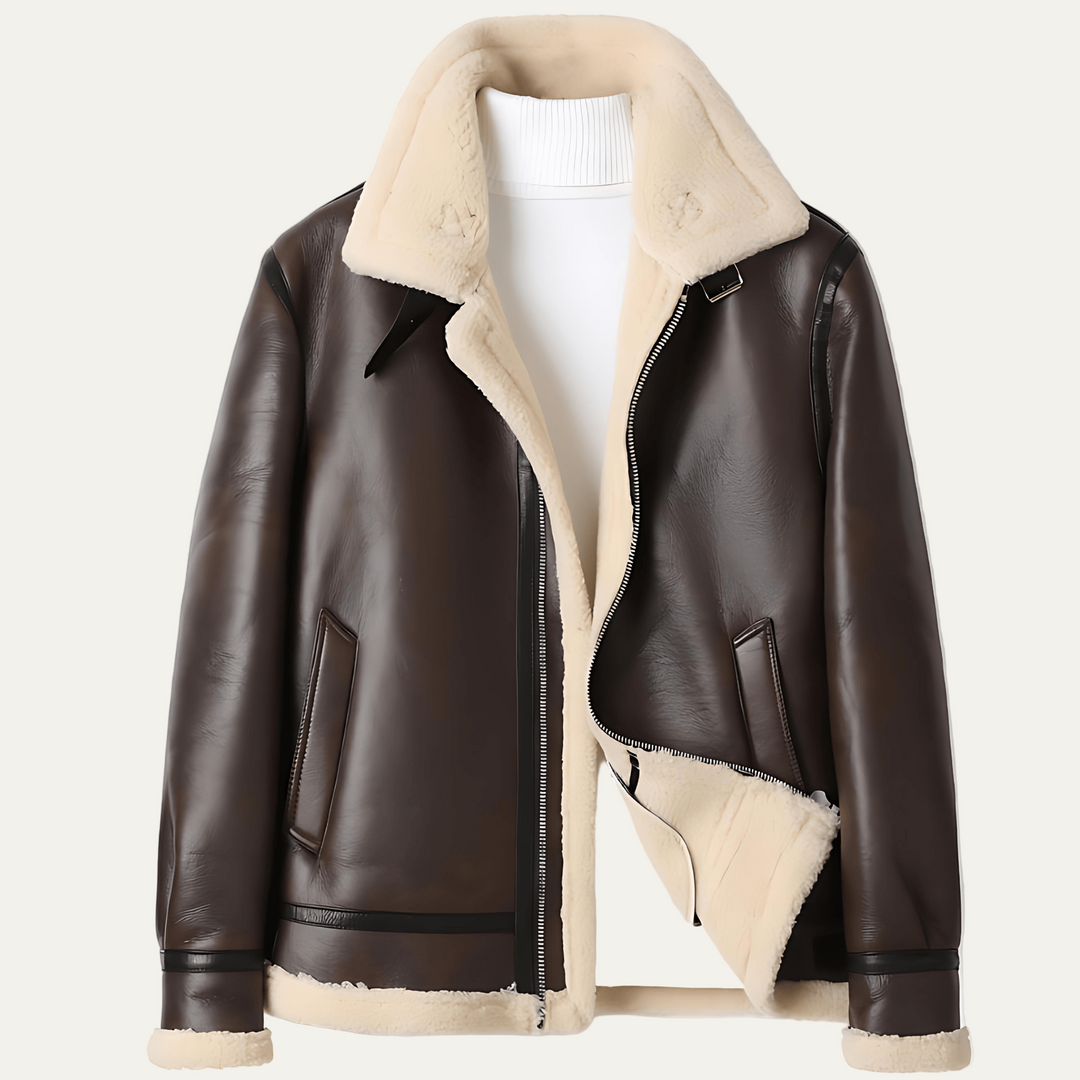 Mens Flight Jacket Shearling with Fleece Collar - BritishMode
