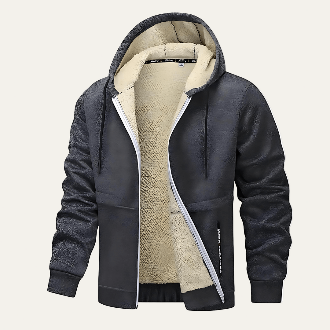 Mens Full Zip Hoodie with Plush Sherpa Lining - BritishMode