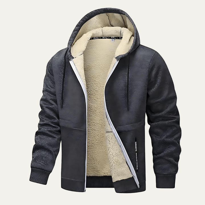 Mens Full Zip Hoodie with Plush Sherpa Lining - BritishMode