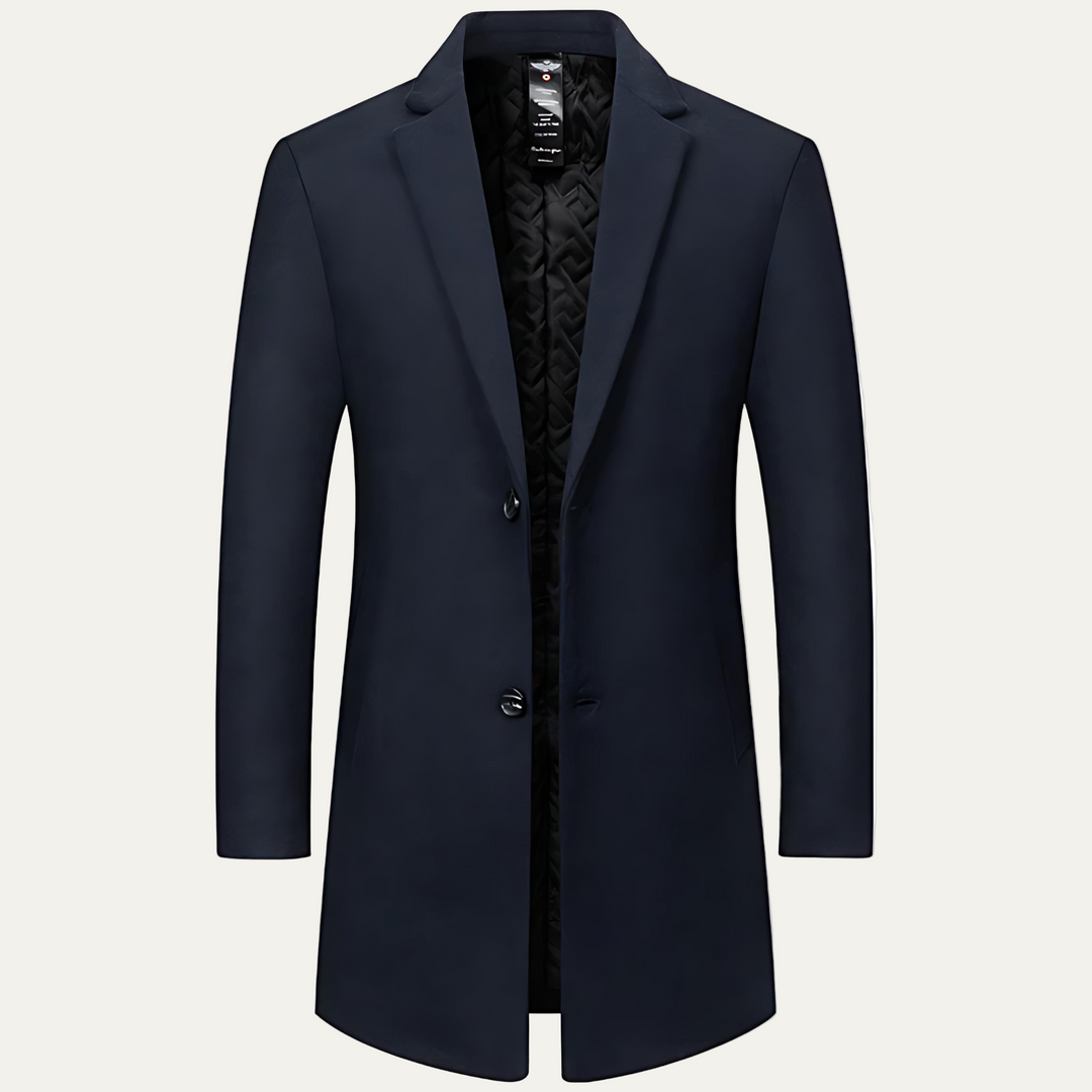 Mens Quilted Overcoat Formal Single-Breasted Fit - BritishMode