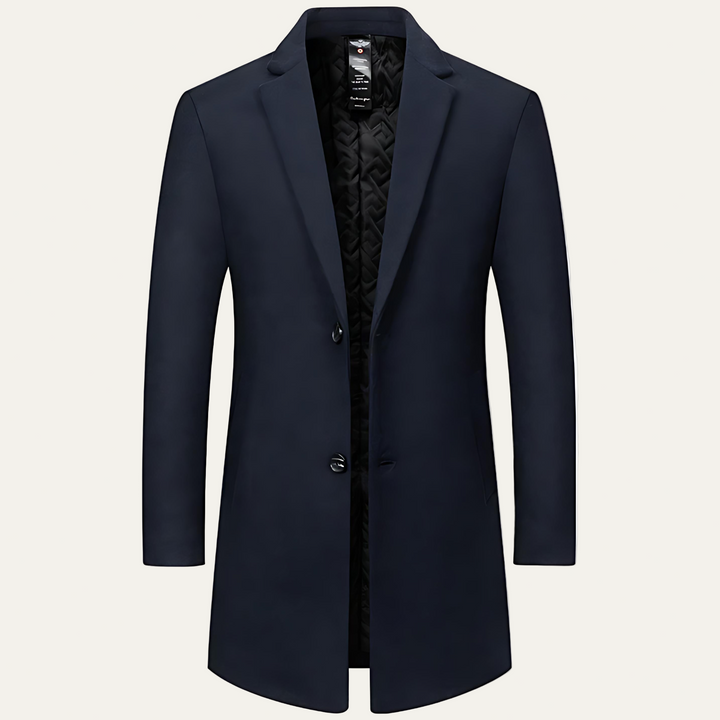 Mens Quilted Overcoat Formal Single-Breasted Fit - BritishMode