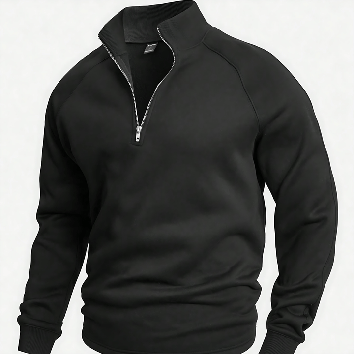 Mens Quarter Zip Sweatshirt Collared Raglan Sleeve - BritishMode