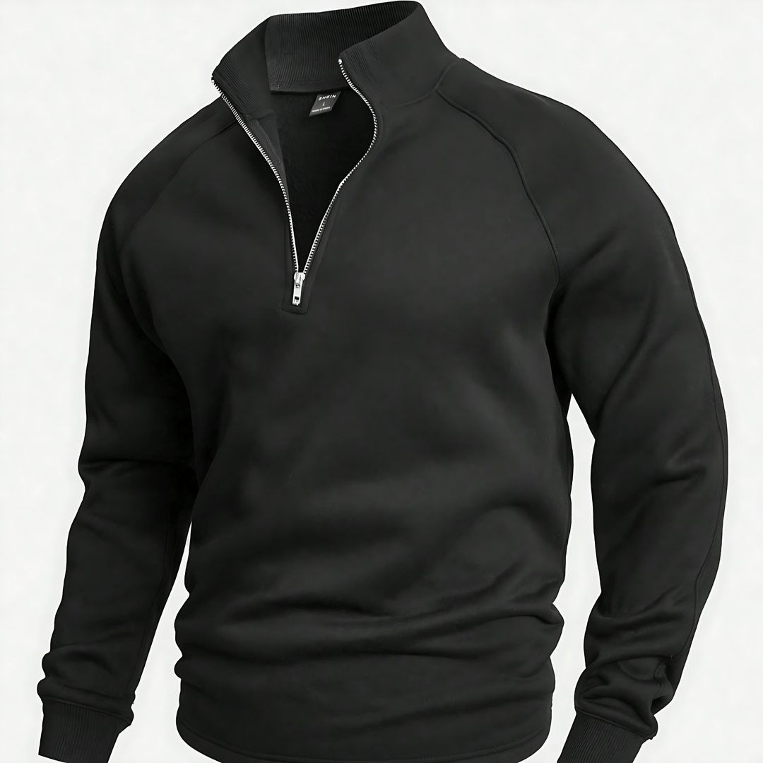 Mens Sweatshirt Mock Collar Quarter Zip Raglan Fit - BritishMode