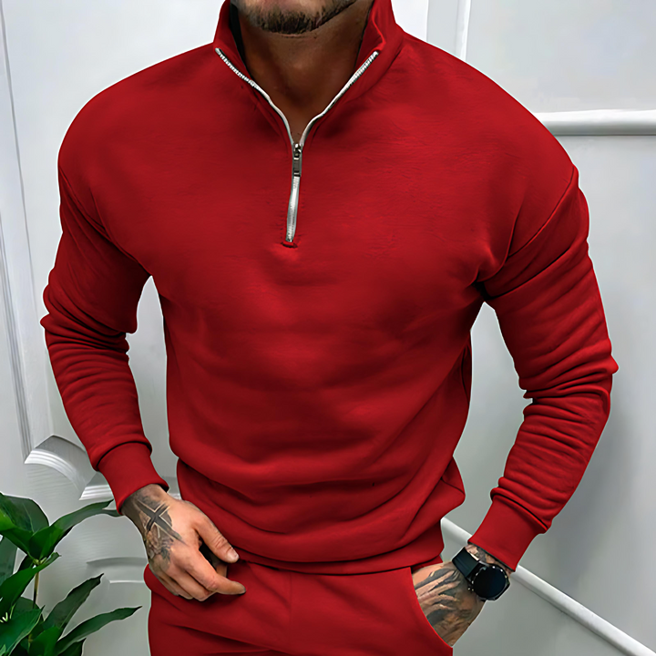 Unisex Zip-Up Sweatshirt with Stand-Up Collar - BritishMode