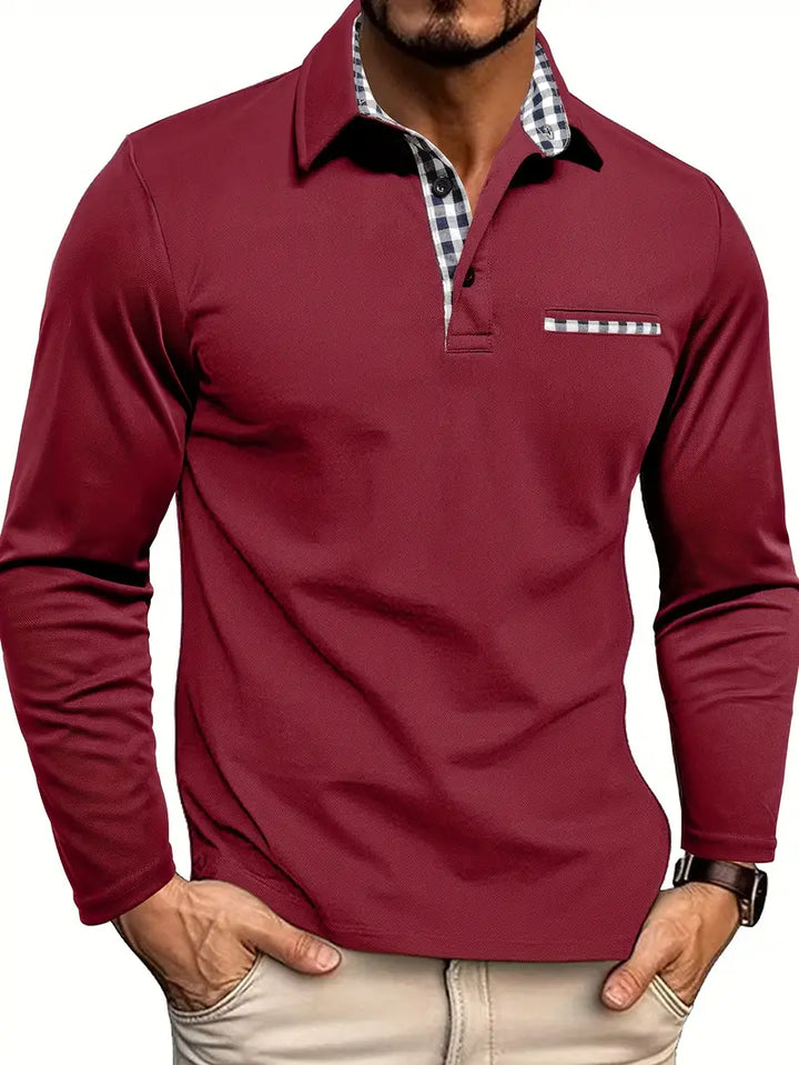 Mens Long Sleeve Polo Shirt Lightweight Spring Fit - BritishMode