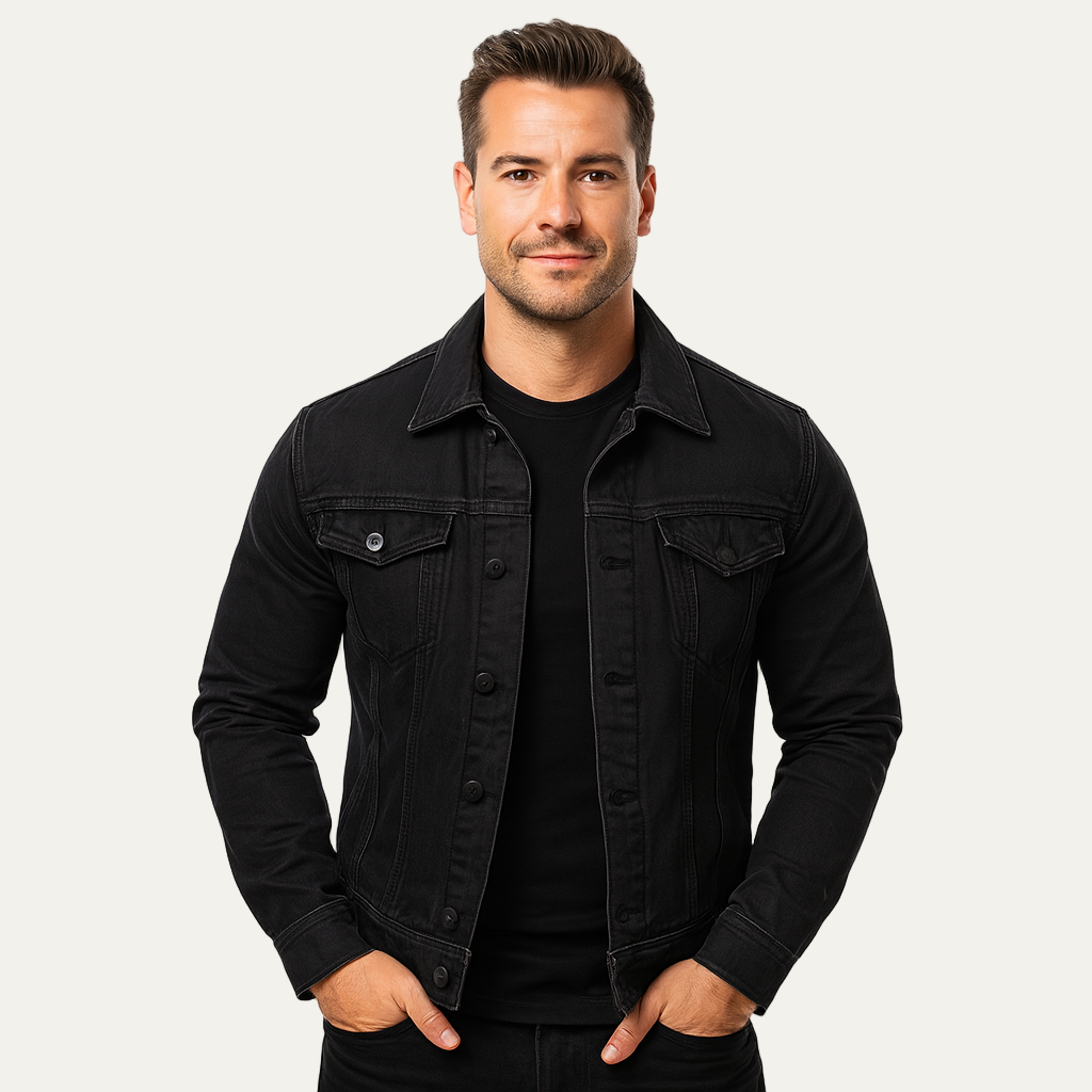 Mens Denim Jacket Classic Button-Down Fit - BritishMode