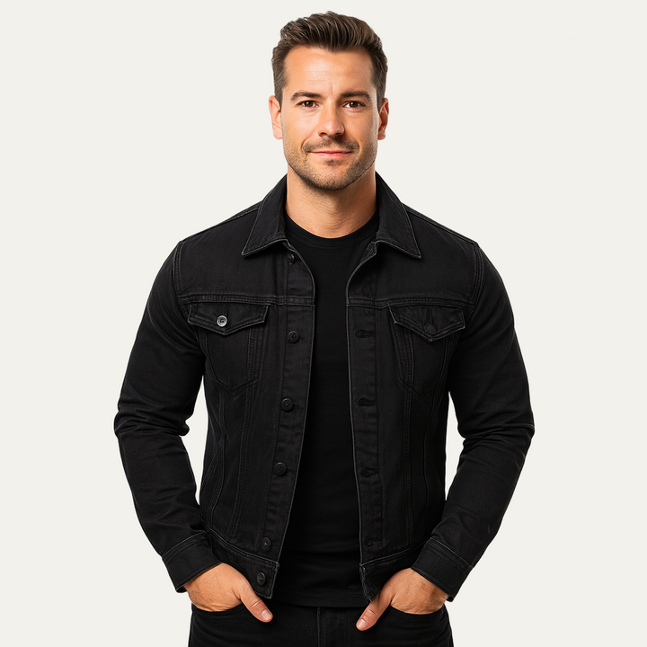 Mens Denim Jacket Classic Button-Down Fit - BritishMode