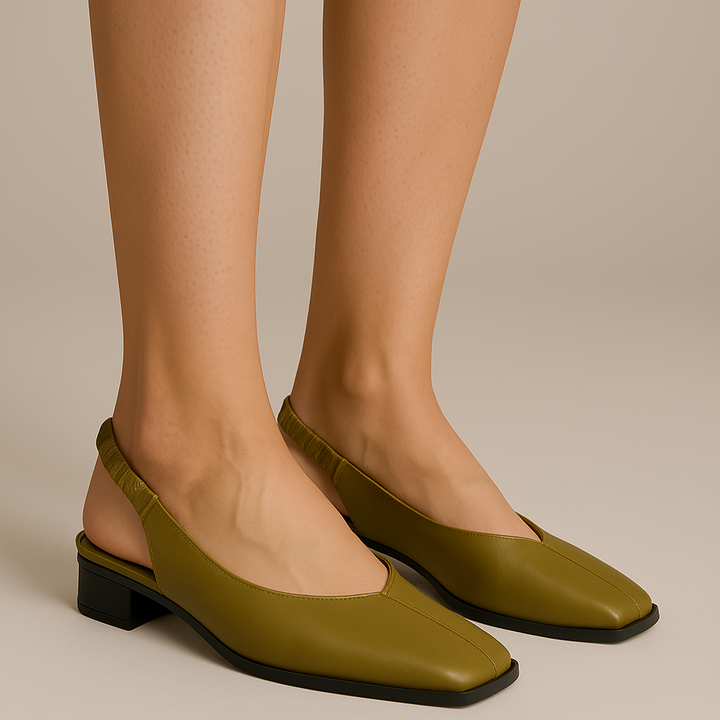 Womens Leather Sandals Square Toe