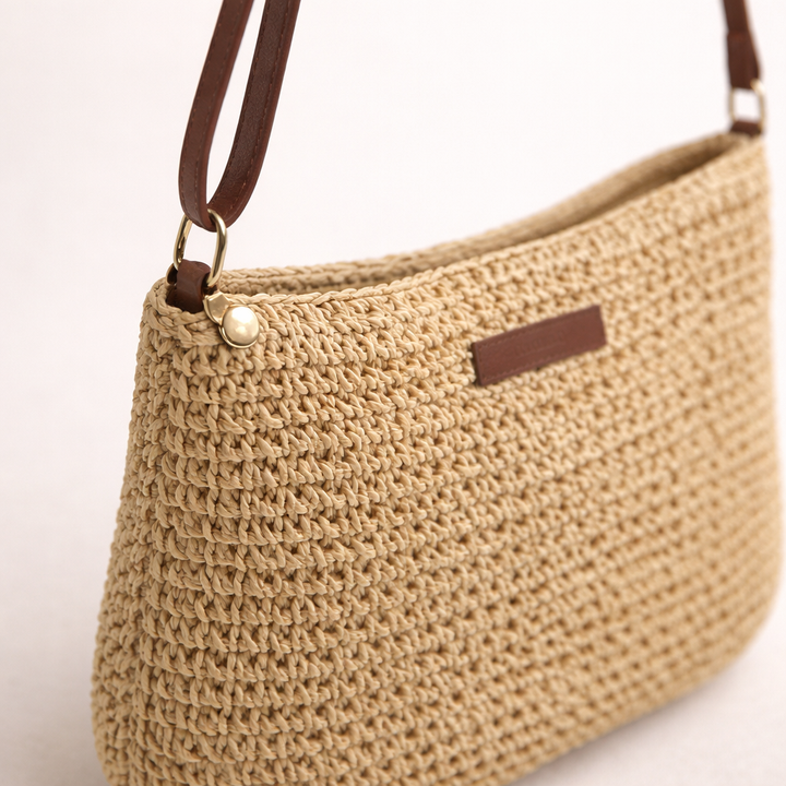 Womens Straw Crossbody Beach Bag Lightweight Summer Style