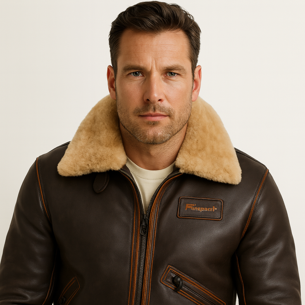 Mens Aviator Jacket Leather Shearling Lined - BritishMode