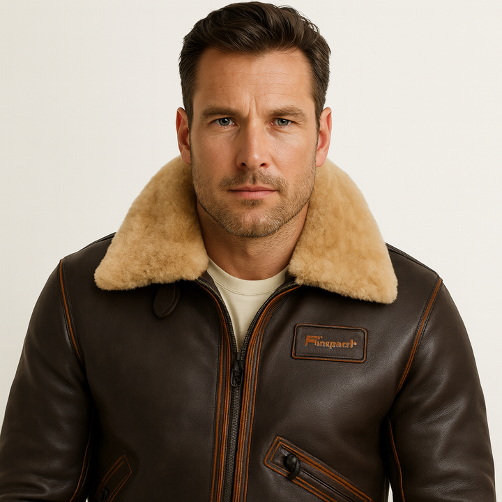 Mens Aviator Jacket Leather Shearling Lined - BritishMode