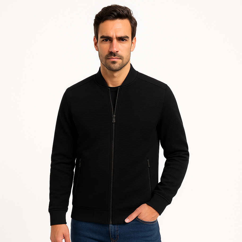 Mens Knit Jacket Textured Full Zipper