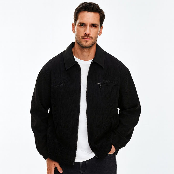 Mens Workwear Zip Jacket Textured Oversized Fit - BritishMode