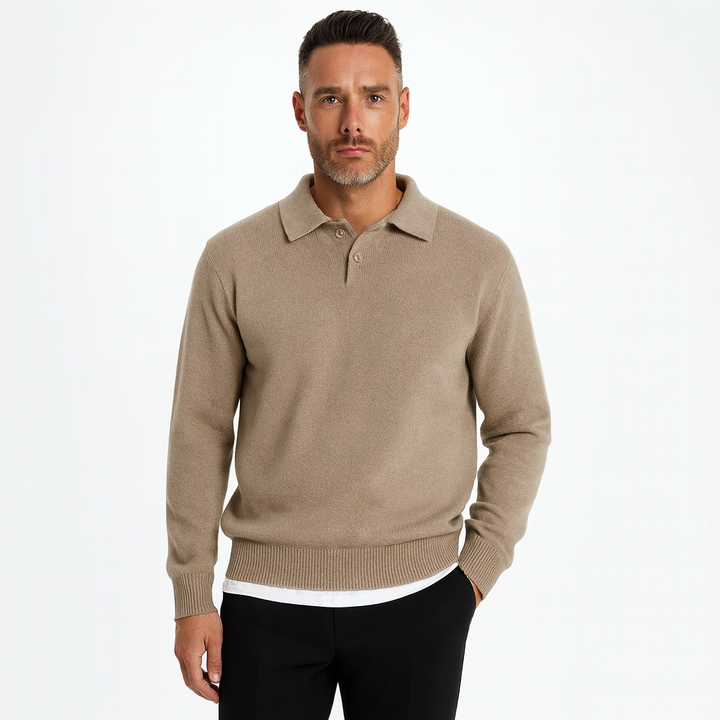 Mens Polo Sweater Knit Classic Fit - BritishMode