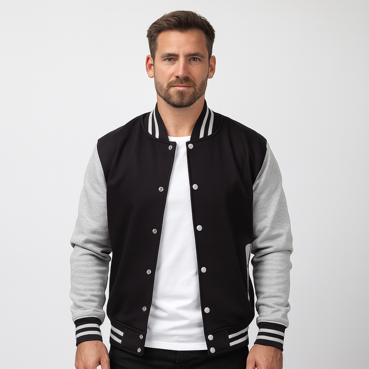Mens Varsity Jacket Color Block Design Regular Fit - BritishMode