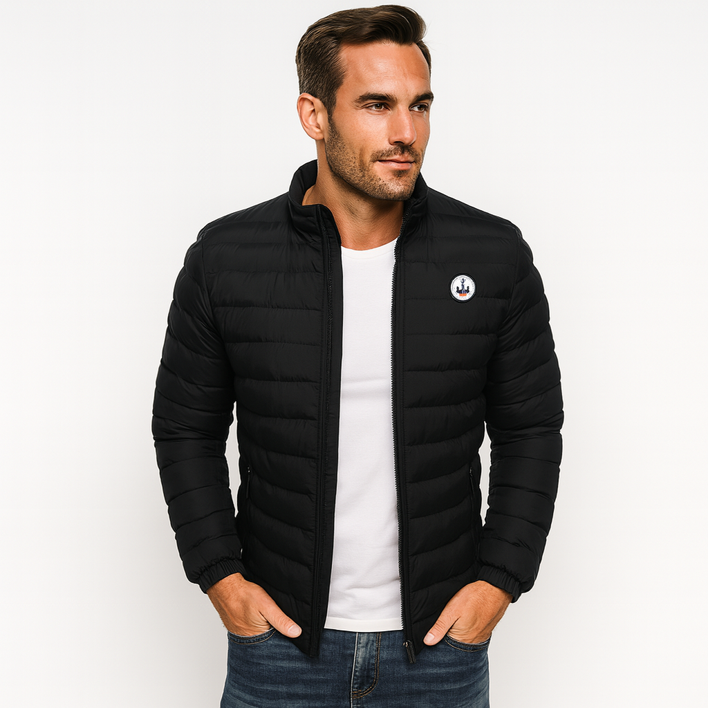 Mens Puffer Jacket Full Zip Stand Collar - BritishMode