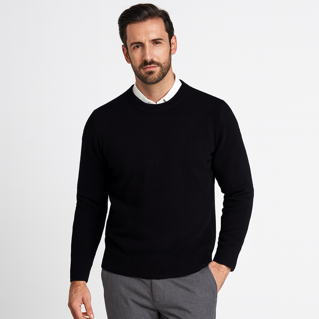 Mens Knit Sweater Crew Neck Classic Fit - BritishMode