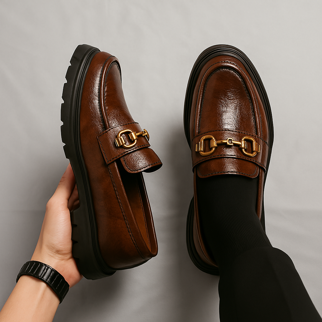 Mens Leather Loafers Slip-On Classic Fit