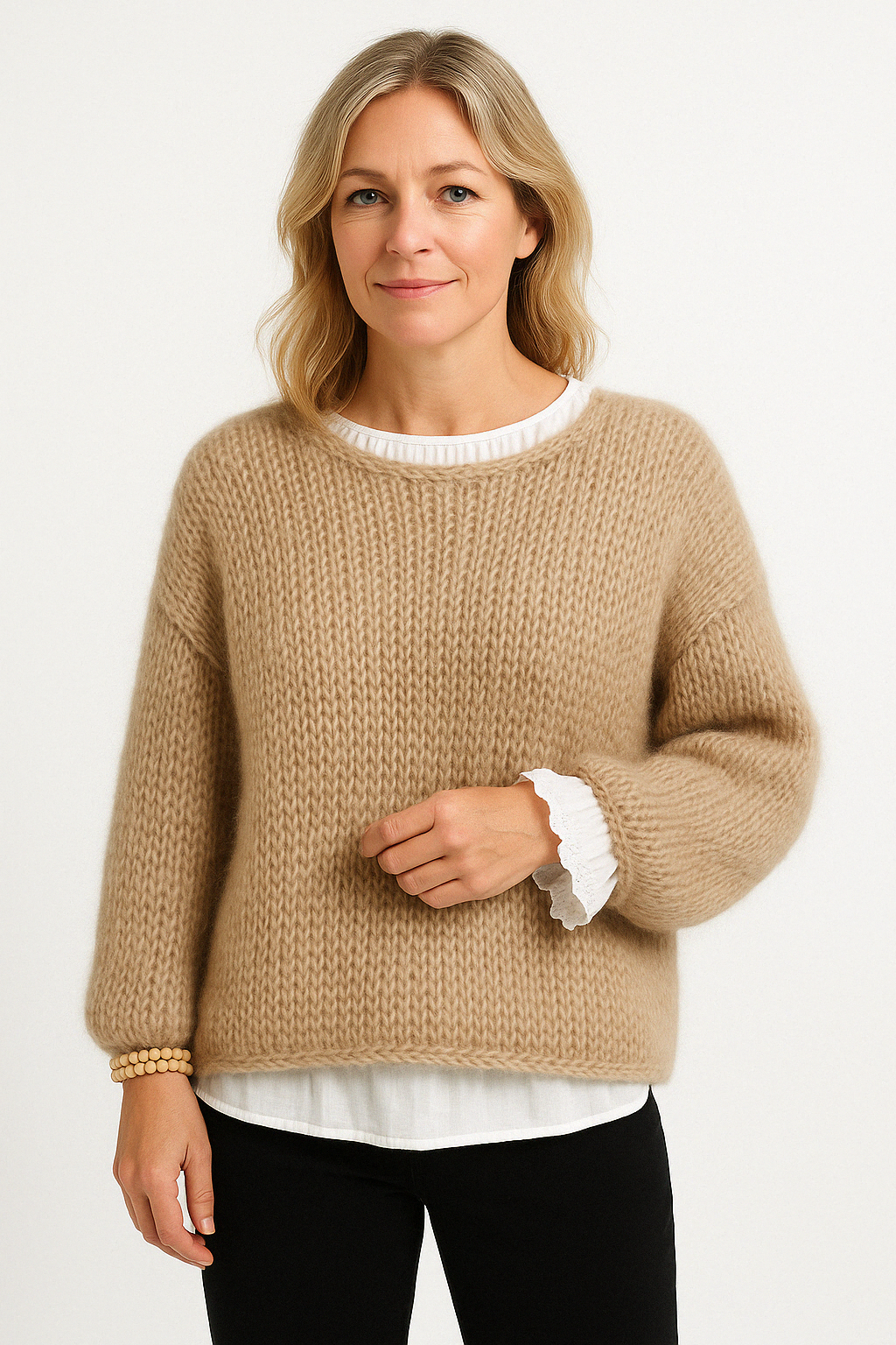 Womens Crew Neck Sweater Soft Knit Relaxed Fit - BritishMode