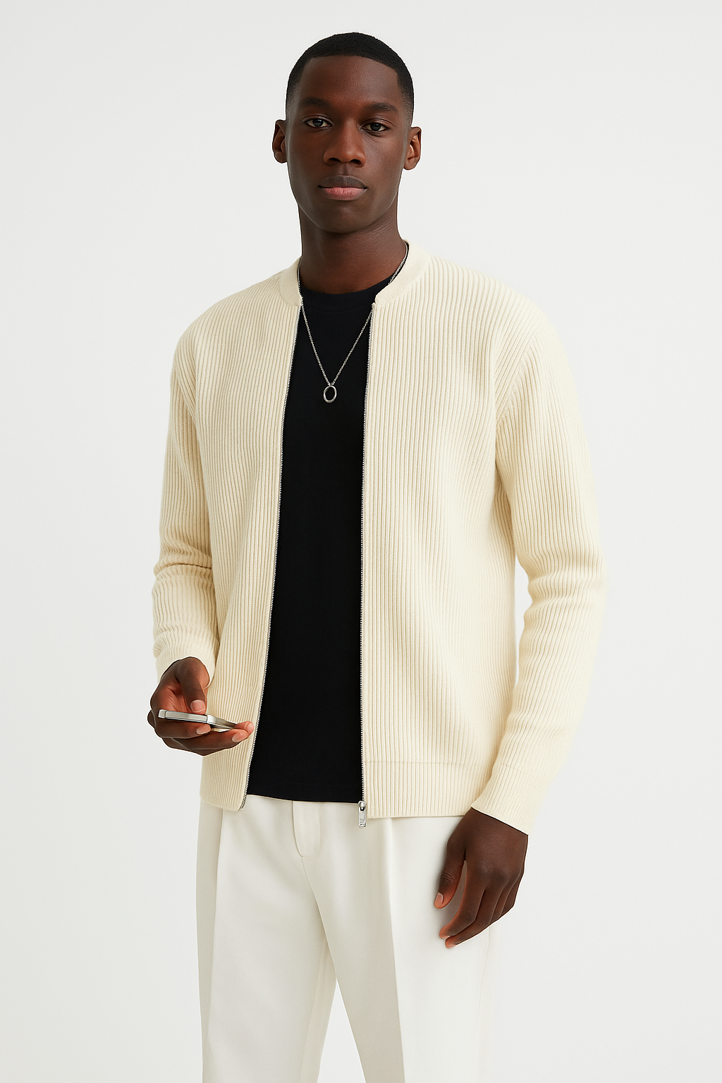 Mens Ribbed Sweater Classic Fit Crew Neck