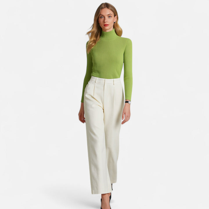 Womens Ribbed Knit Sweater Turtleneck Slim Fit