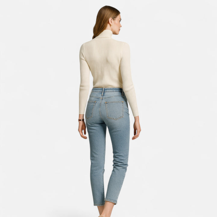Womens Ribbed Knit Sweater Turtleneck Slim Fit