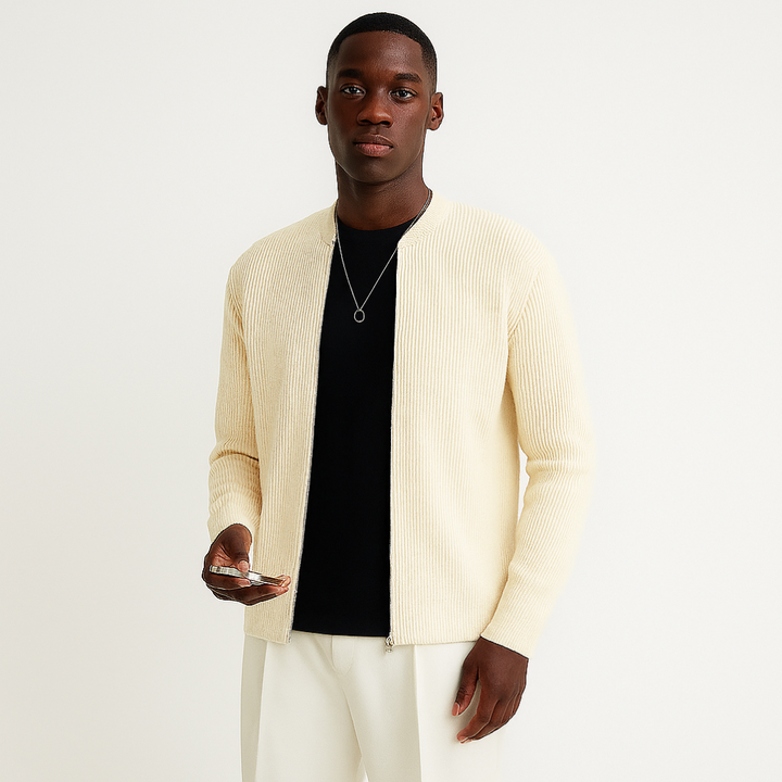 Mens Knit Cardigan with Zipper Casual Fit - BritishMode