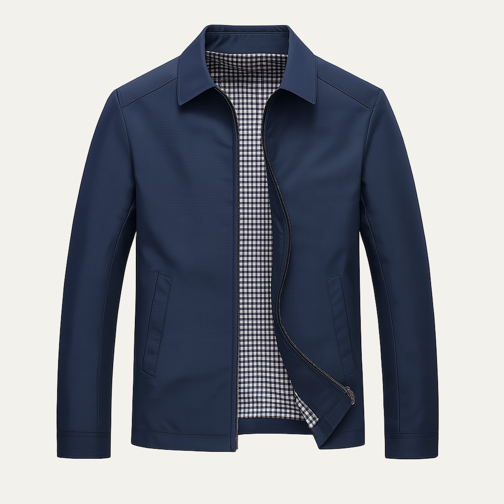 Mens Bomber Jacket Lightweight Check Lined Slim Fit