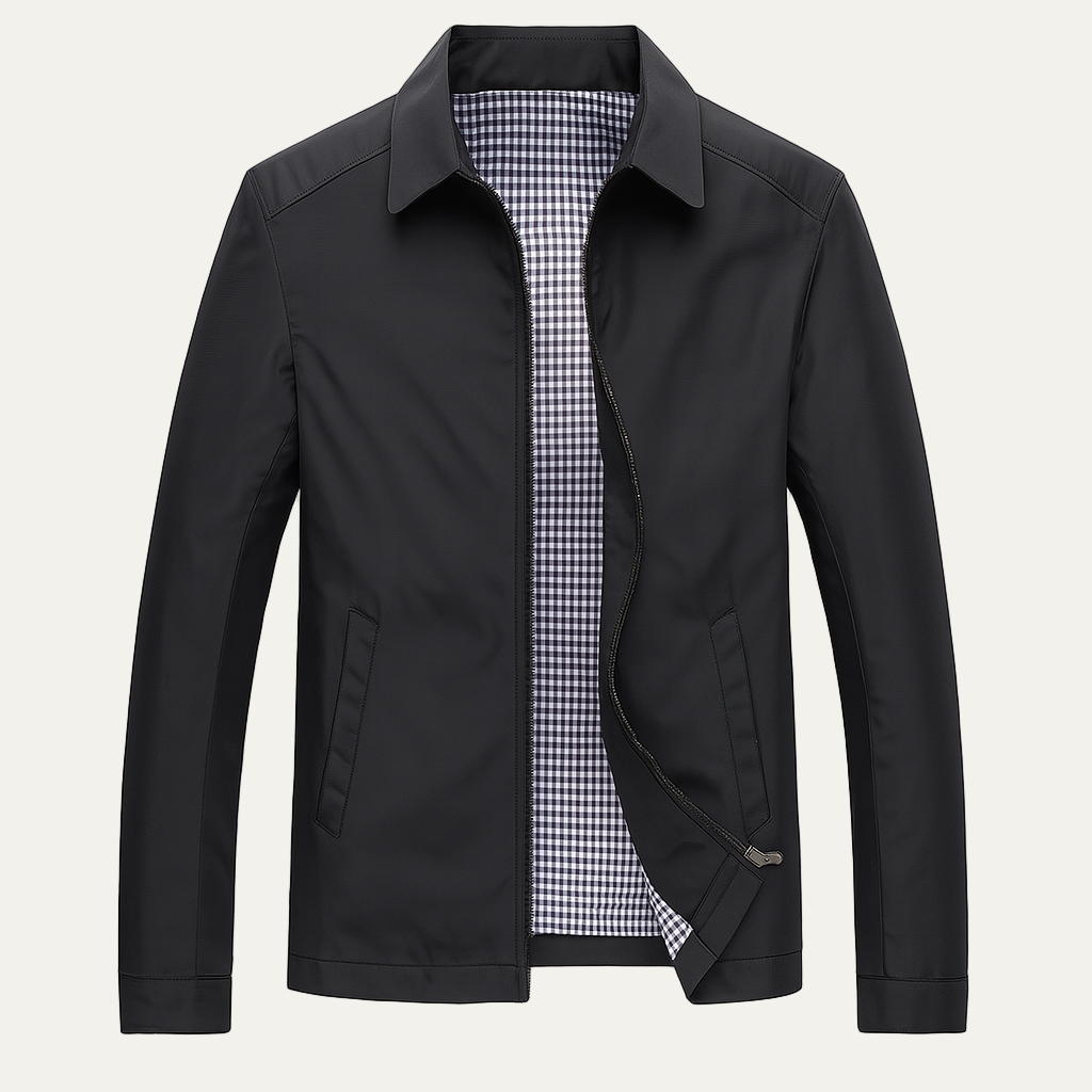 Mens Bomber Jacket Lightweight Check Lined Slim Fit - BritishMode