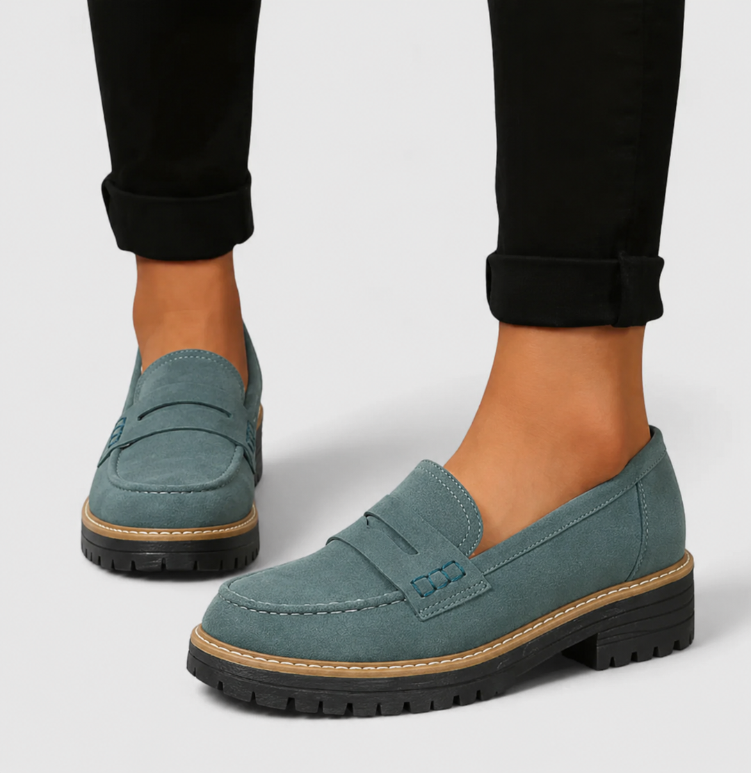 Womens Orthopedic Penny Loafers Chunky Sole
