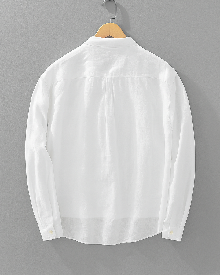 Mens Henley Shirt Cotton Linen Long Sleeve Pullover