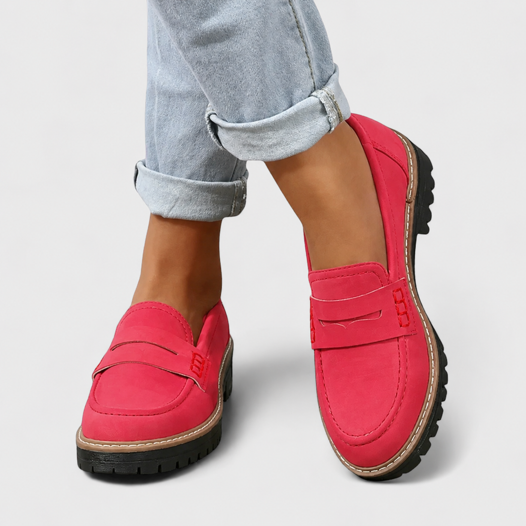 Womens Orthopedic Penny Loafers Chunky Sole
