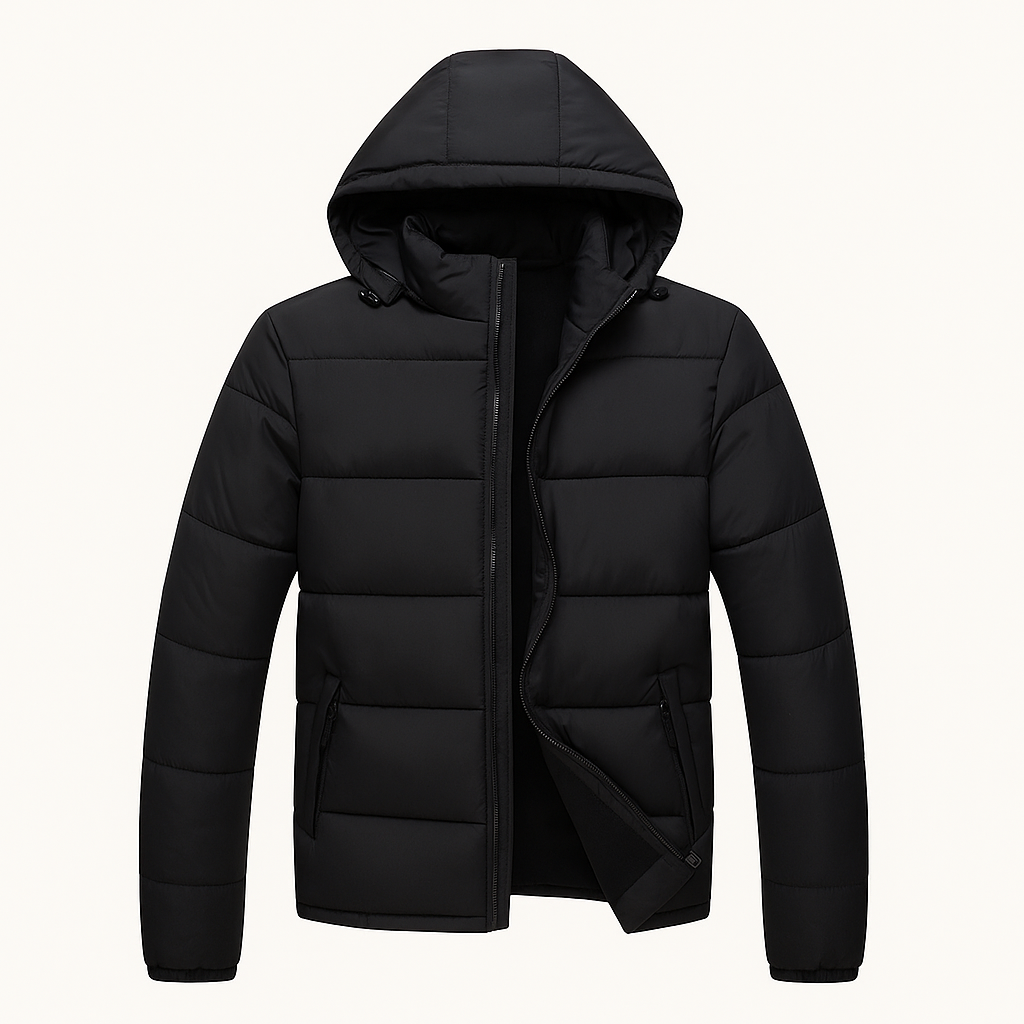 Mens Winter Puffer Jacket with Detachable Hood Hooded Coat - BritishMode