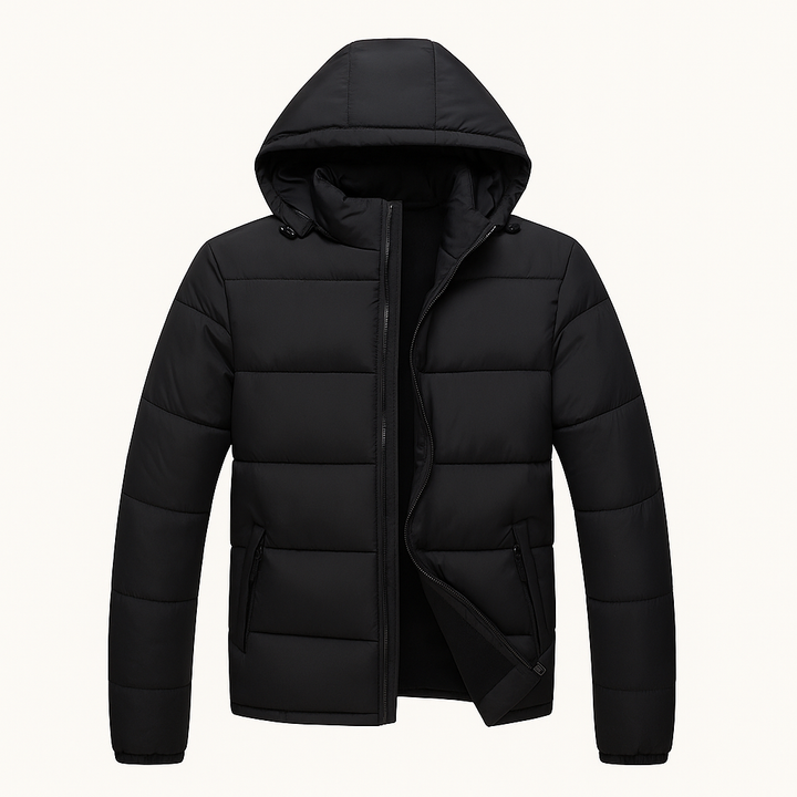 Mens Winter Puffer Jacket with Detachable Hood Hooded Coat - BritishMode