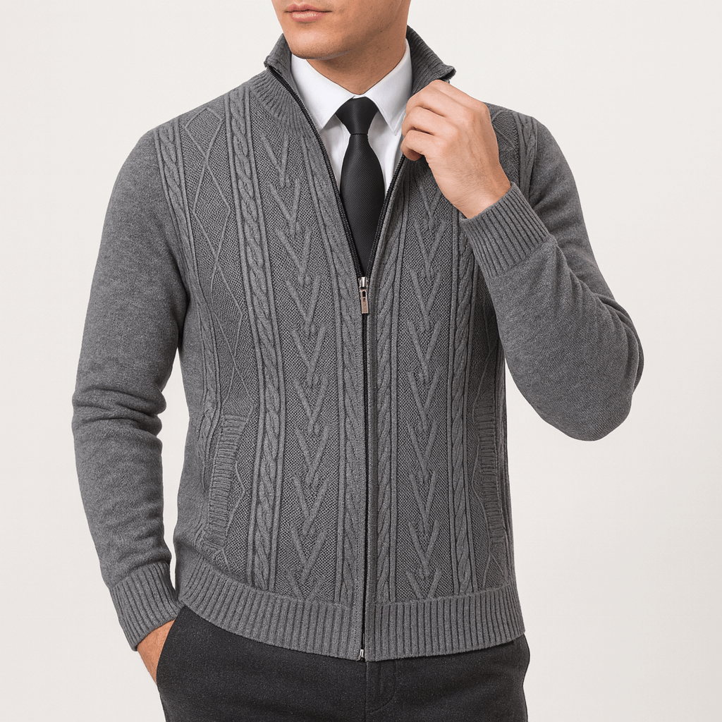 Mens Wool Zip Cardigan Regular Fit