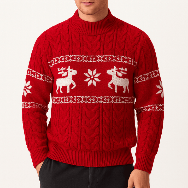 Unisex Knit Sweater with Reindeer Pattern
